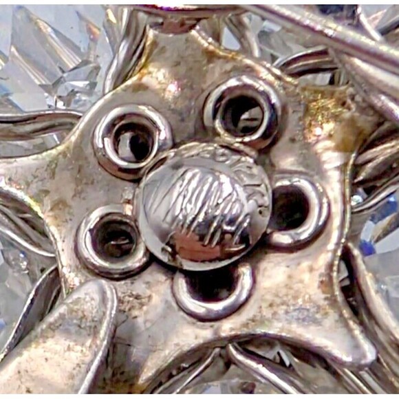 Vintage Walter Lampl 12K White Gold Filled Clear Crystal Flower Brooch Pendant - Picture 11 of 16